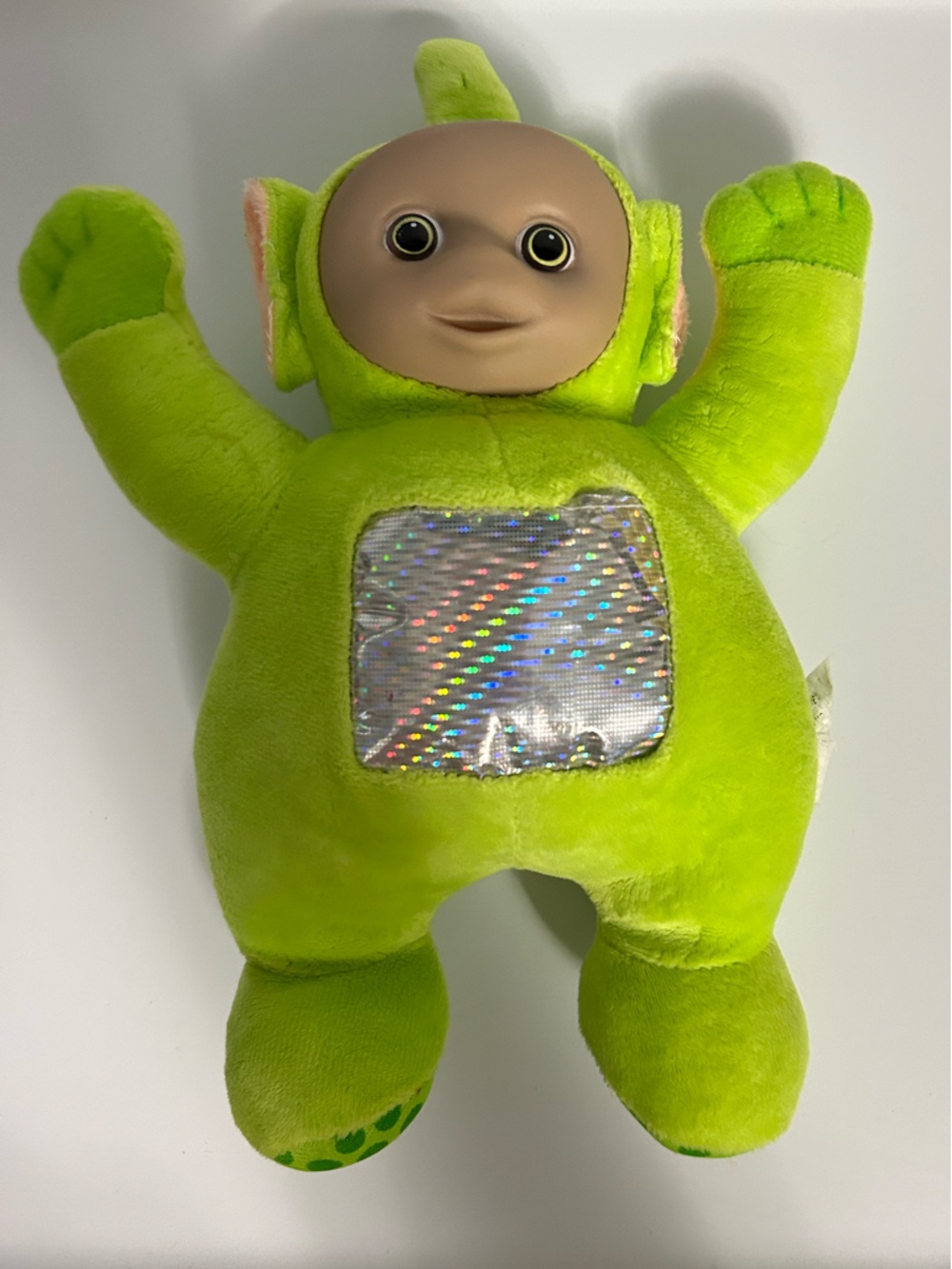 Green Plush Teletubby Stuffed Animal with Holographic Belly
